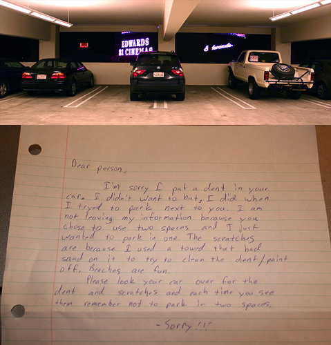 ぶつけられた車に謝罪の手紙が添えられていた その文面を見ての一言 らばq