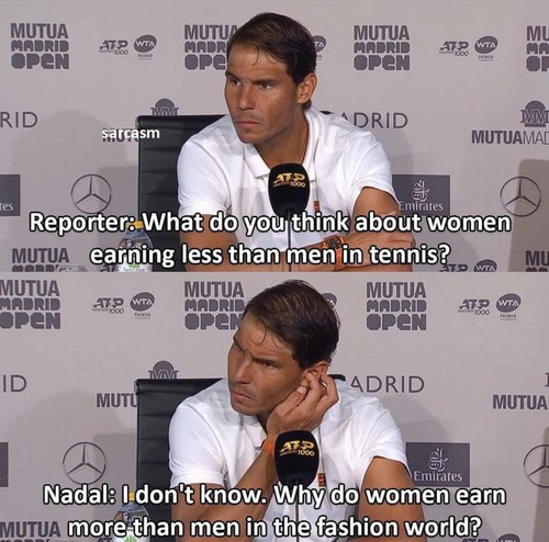 ナダルがテニスの男女間の稼ぎについて聞かれたときの返し01