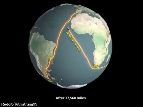 「こんな航路だったんだ…」マゼラン世界一周の軌跡を1分にした動画