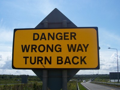 DANGER WRONG WAY TURN BACK