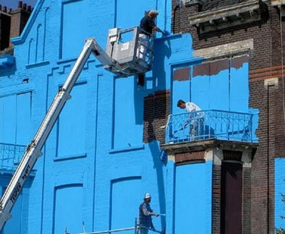 真っ青に染めてしまったロッテルダムの建物05