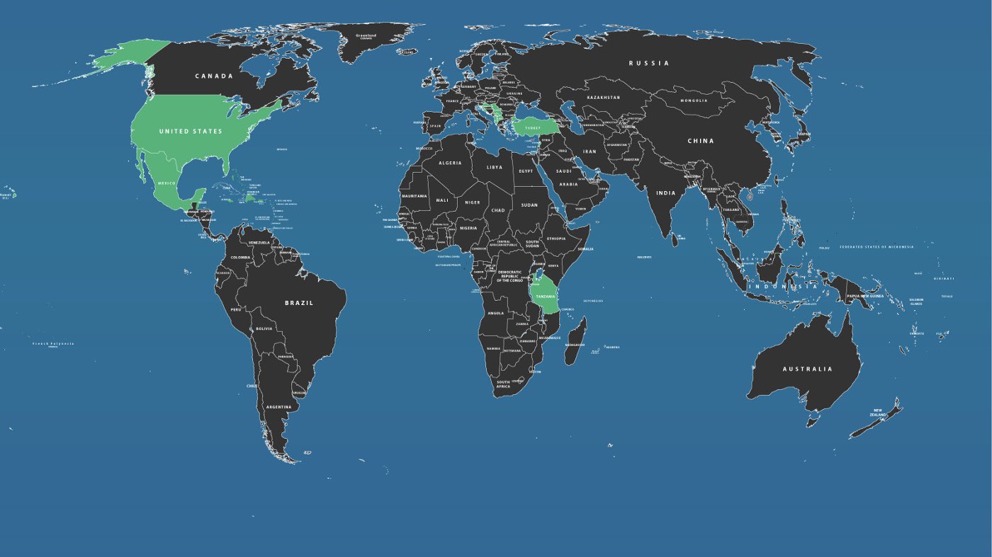 今 アメリカから行ける国は これだけ 衝撃的な世界地図 らばq