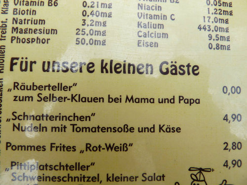 ドイツのレストランの子供向けメニュー02