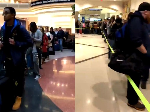 現在のアメリカの空港のセキュリティの列01