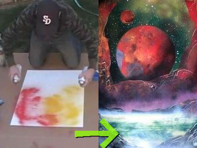 スプレーアートの出来あがる様子