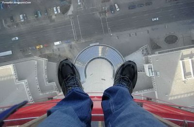 ガラス張りの高層ビルの下10