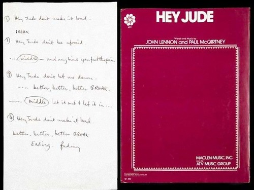 ヘイジュードの手書きの歌詞01