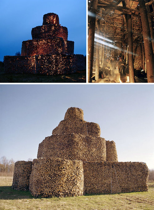 木材積みアート14