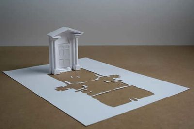 美しく繊細なペーパーアートの世界-家とドア