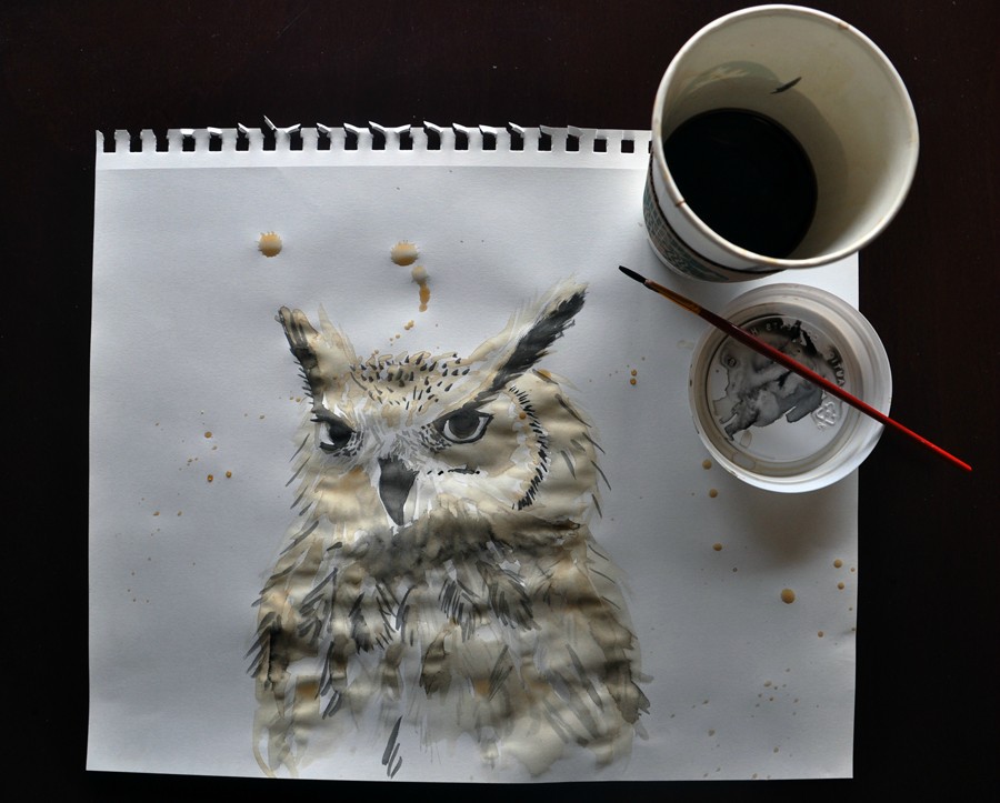 絵心がうらやましい コーヒーが冷めたので 残りでふくろうを描いてみた らばq 絵心がうらやましい コーヒーが冷めたので 残りでふくろうを描いてみた らばq