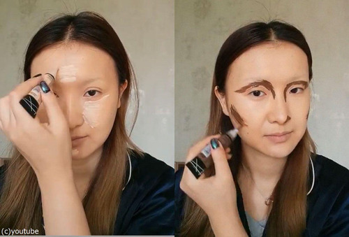 メイクでモナリザに変身する女性01