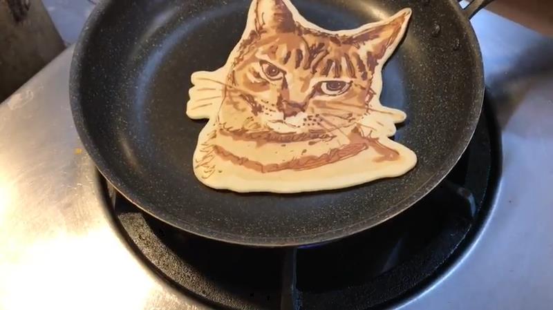 食べるのがもったいない 猫のパンケーキアート 動画 らばq