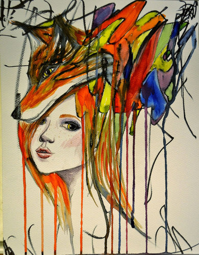 2歳の娘が描いた落書きを母親が水彩画に03