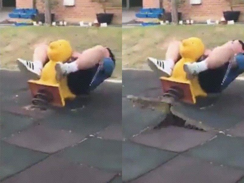 太った人がスプリング遊具に乗ったら うわあああああ らばq