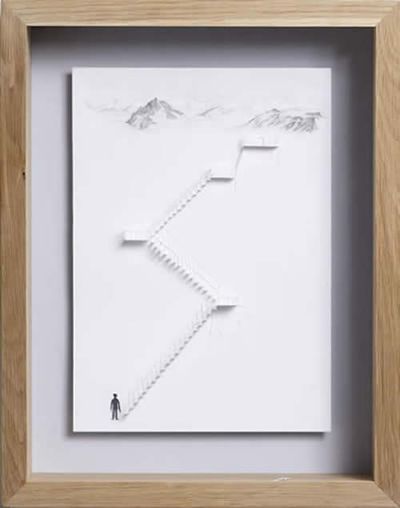美しく繊細なペーパーアートの世界-山への階段
