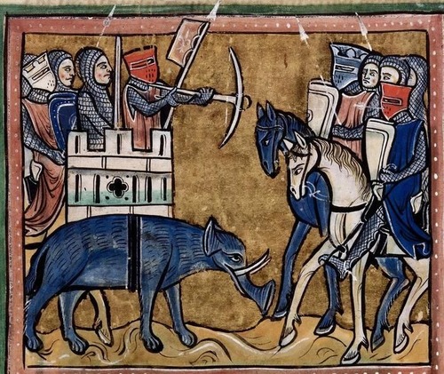 中世の想像で描かれたゾウ09