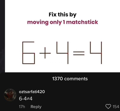 6+4=4マッチ棒クイズ01