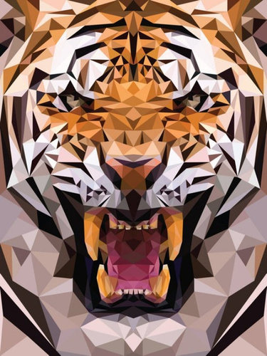幾何学的な三角形で出来たトラ01
