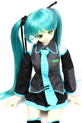 ロングストレートツーテール　ミックスエメラルド