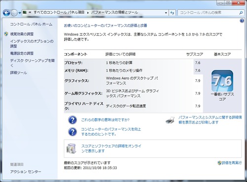 Windowsエクスペリエンス