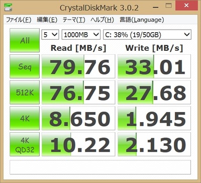 ASUS VivoTab Smart ME400C ストレージベンチマーク