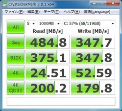 CrystalDiskMarksシステムドライブ