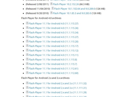 Adobeのサイトからフラッシュをダウンロード