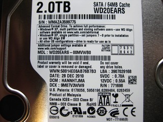 WD20EARSラベル