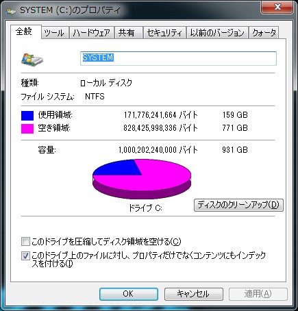 現状のシステムドライブ