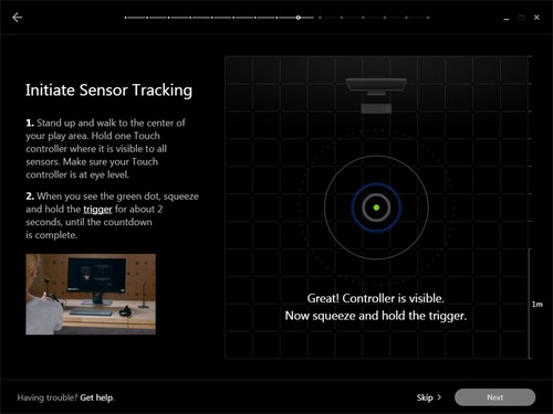 目の位置までOculus Touchを上げてトリガーを引く