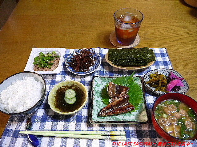 朝食 ダイエット かつお腹皮焼き 納豆 もずく酢 ダイエット70日目 The Last Sasurai 自炊ニストの食卓