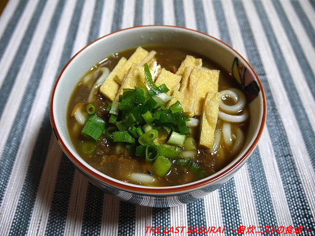 夕食 カレーうどん ぶりの塩焼き 惣菜天ぷら 紅生姜 いかげそ天 The Last Sasurai 自炊ニストの食卓 夕食 カレーうどん ぶりの塩焼き 惣菜天ぷら 紅生姜 いかげそ天 The Last Sasurai 自炊ニストの食卓