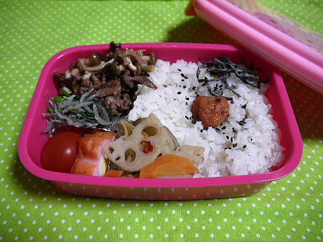 お弁当 牛肉としめじの炒め物弁当 The Last Sasurai 自炊ニストの食卓