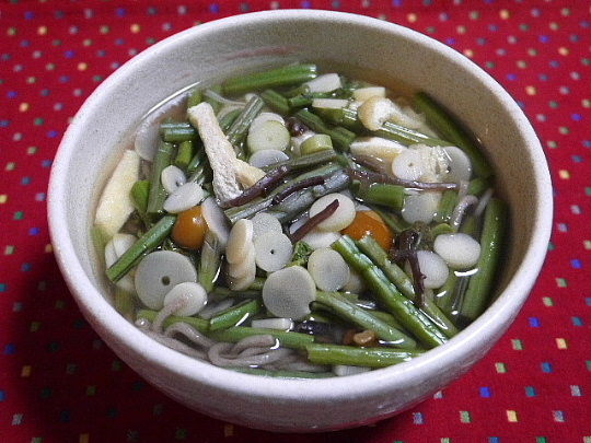 夕食 山菜そば さばの塩焼き ほうれん草おひたし おにぎり The Last Sasurai 自炊ニストの食卓