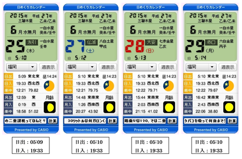 夏至後日出日入