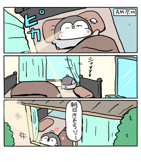 ペンギンの優しい世界61話-朝日が眩しい