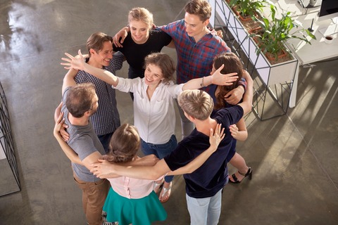 business foreigner group man and woman joy circle smile