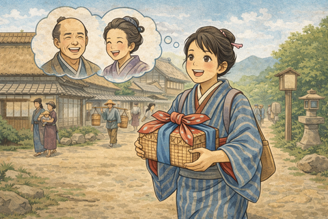 ■ChatGPT/藪入りで実家に急ぐ奉公人の娘/江戸時代/親孝行/町人