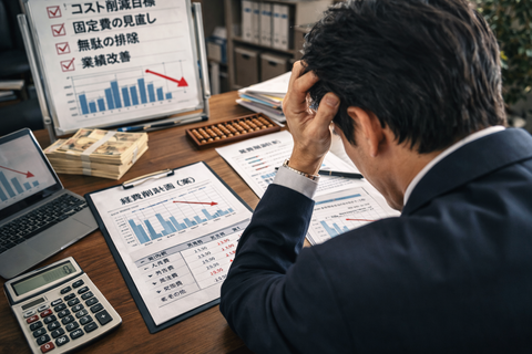 ■ChatGPT/経費削減の課題と向き合う/業績不振/景気低迷/経営者