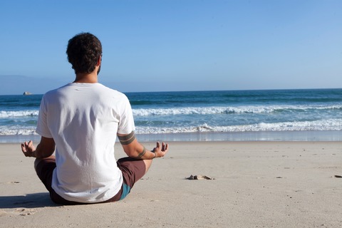man-sea-sandy beach-zazen-meditation