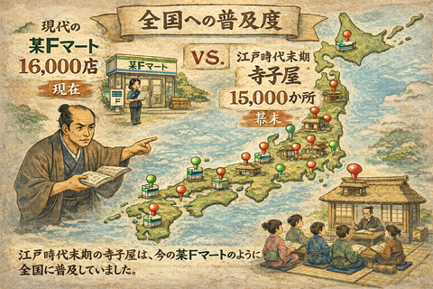 ■ChatGPT／寺小屋の江戸時代の普及イメージ／某FM比較／日本地図ベース