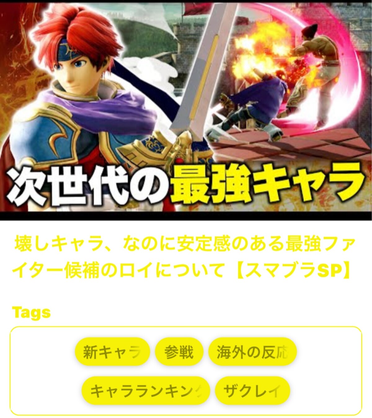 スマブラ ロイ 大会でネスにボロ負けしたせいで弱キャラ確定してしまう