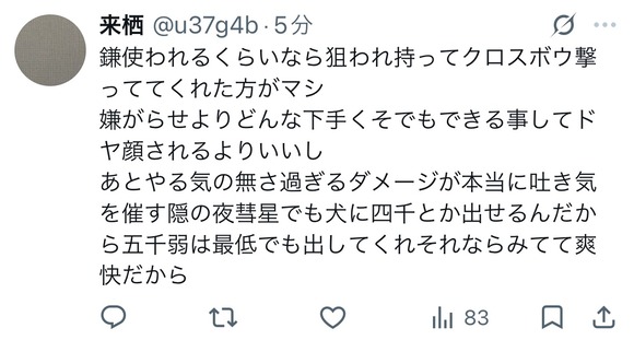 【ナイトレイン】一般的なプレイヤーのサイスに対する見解がこちら