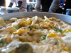 広島牡蠣、百合根、玉子とじうどん