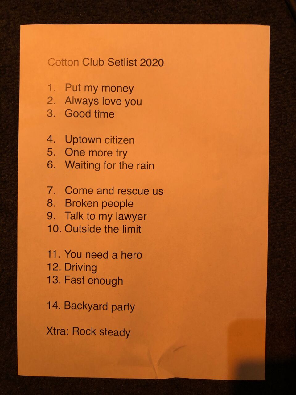 oe 20101 setlist