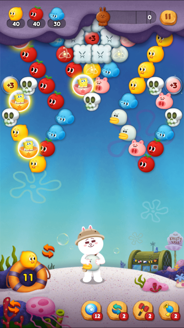 Line バブル2 が スポンジ ボブ とコラボレーション 元気いっぱいなlineスタンプをgetしよう Line Game公式ブログ