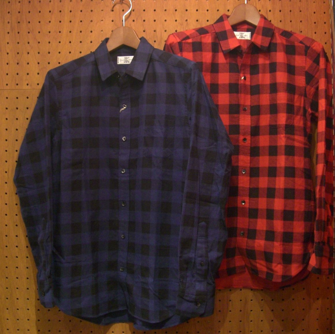 くすみ水色 15aw Rags McGREGOR ブロック チェック シャツ サイズS