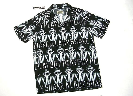 (L)ワコマリアANGELA BABY ALOHA SHIRTアンジェラベイビー WACKO MARIA ワコマリア ×野口強 ブラック レーヨン ANGELA BABY