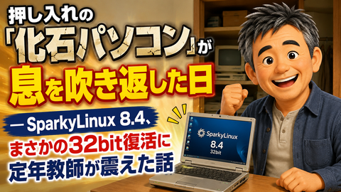 押し入れの「化石パソコン」が息を吹き返した日 ― SparkyLinux 8.4、まさかの32bit復活に定年教師が震えた話！ : Windowsはもういらない
