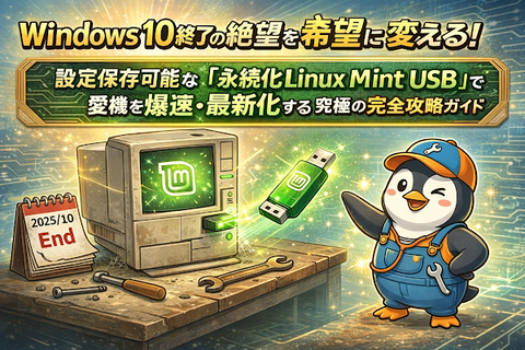 Windows 10終了の絶望を希望に変える!設定保存可能な「永続化Linux Mint USB」で愛機を爆速・最新化する究極の完全攻略ガイド ! : Windowsはもういらない